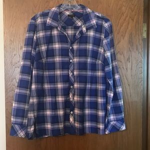 Talbot’s blue a & white plaid shirt